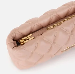 Elisabetta Franchi Clutch|Clutch bag in embossed fabric with chain shoulder strap Nude