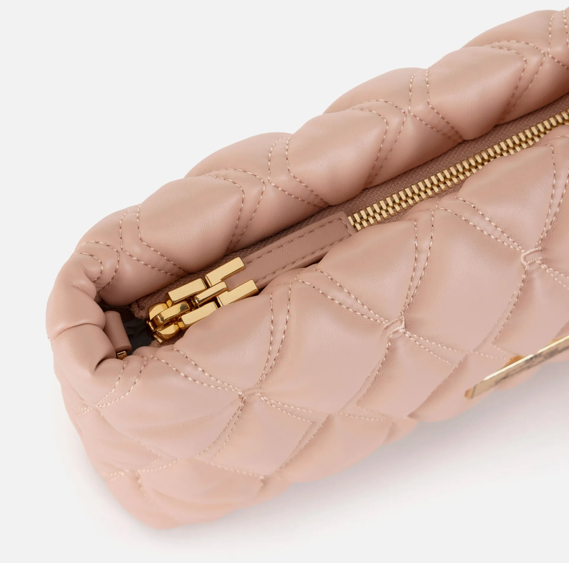 Elisabetta Franchi Clutch|Clutch bag in embossed fabric with chain shoulder strap Nude