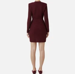 Elisabetta Franchi Dresses|Mini Dresses|Coat dress in bouclé wool with embroidery RougeNoir