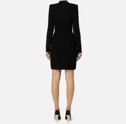 Elisabetta Franchi Dresses|Mini Dresses|Coat dress in bouclé wool with embroidery Black