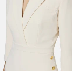 Elisabetta Franchi Mini Dresses|Dresses|Coat dress in crêpe fabric with buttons on the side Butter
