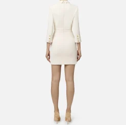 Elisabetta Franchi Mini Dresses|Dresses|Coat dress in crêpe fabric with buttons on the side Butter