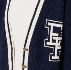Elisabetta Franchi Knitwear And Sweatshirts|College-style wool cardigan Navy/Butter