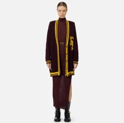 Elisabetta Franchi Knitwear And Sweatshirts|College-style wool cardigan RougeNoir/Mimosa