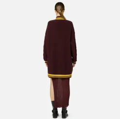 Elisabetta Franchi Knitwear And Sweatshirts|College-style wool cardigan RougeNoir/Mimosa