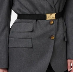 Elisabetta Franchi Jackets And Trench Coats|Tailleur|Cool wool jacket with belt