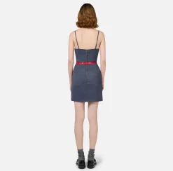 Elisabetta Franchi Mini Dresses|Dresses|Cool wool melange mini-dress with belt Navy