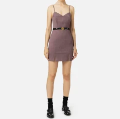 Elisabetta Franchi Mini Dresses|Dresses|Cool wool melange mini-dress with belt RougeNoir