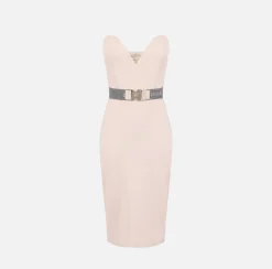 Elisabetta Franchi Dresses|Midi Dresses|Cool wool midi dress with belt Latex