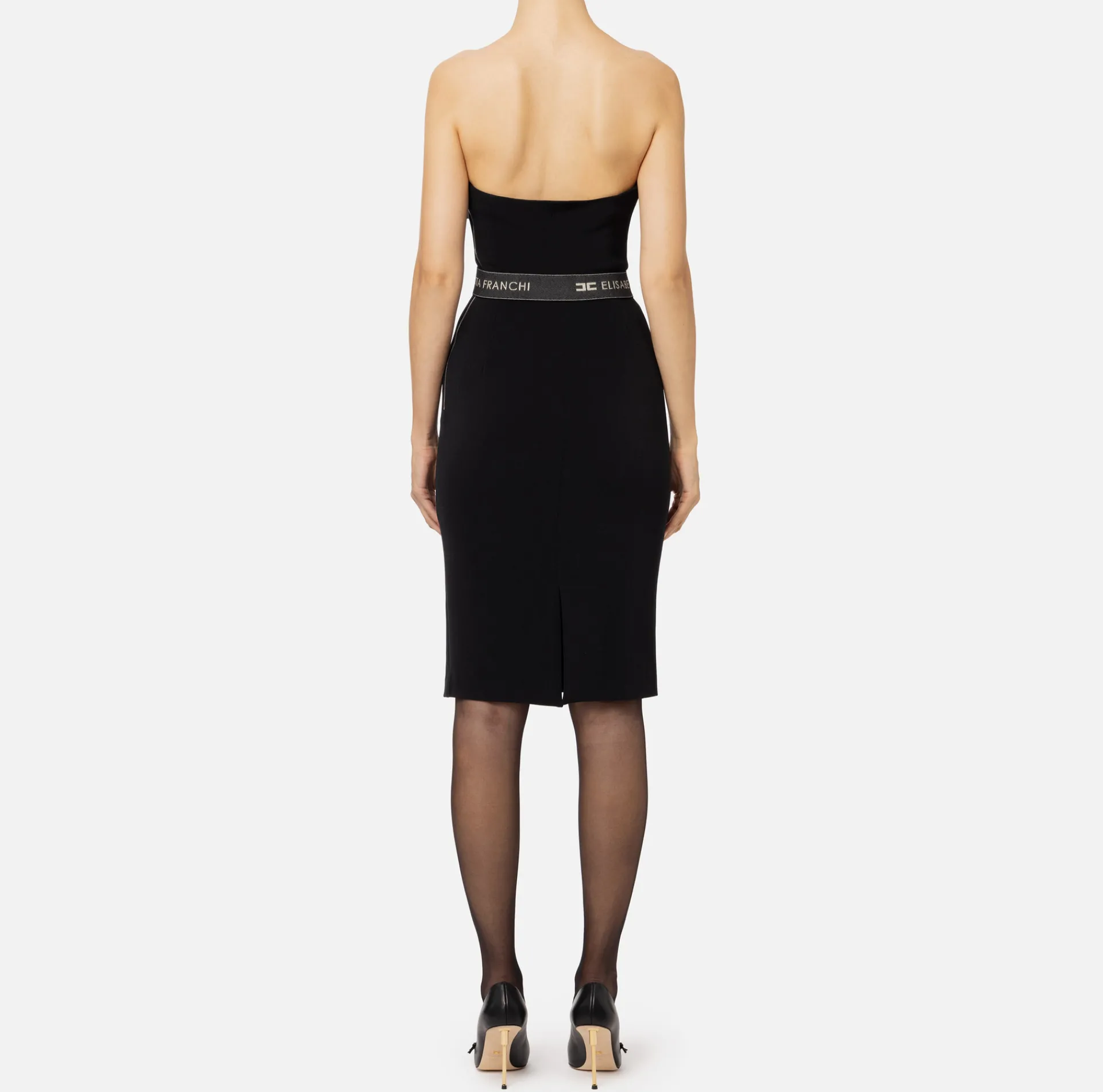 Elisabetta Franchi Dresses|Midi Dresses|Cool wool midi dress with belt Black