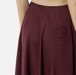 Elisabetta Franchi Skirts|Cool wool midi skirt with emblem embroidery RougeNoir