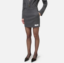 Elisabetta Franchi Tailleur|Skirts|Cool wool miniskirt with jacquard label