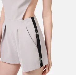 Elisabetta Franchi Jumpsuits|Cool wool romper suit with logoed elastic band Pearl