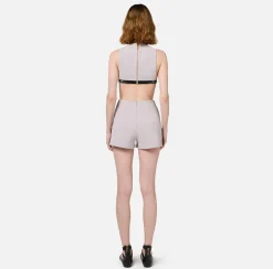 Elisabetta Franchi Jumpsuits|Cool wool romper suit with logoed elastic band Pearl