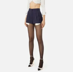 Elisabetta Franchi Trousers And Shorts|Cool wool shorts with visible pocket lining Navy