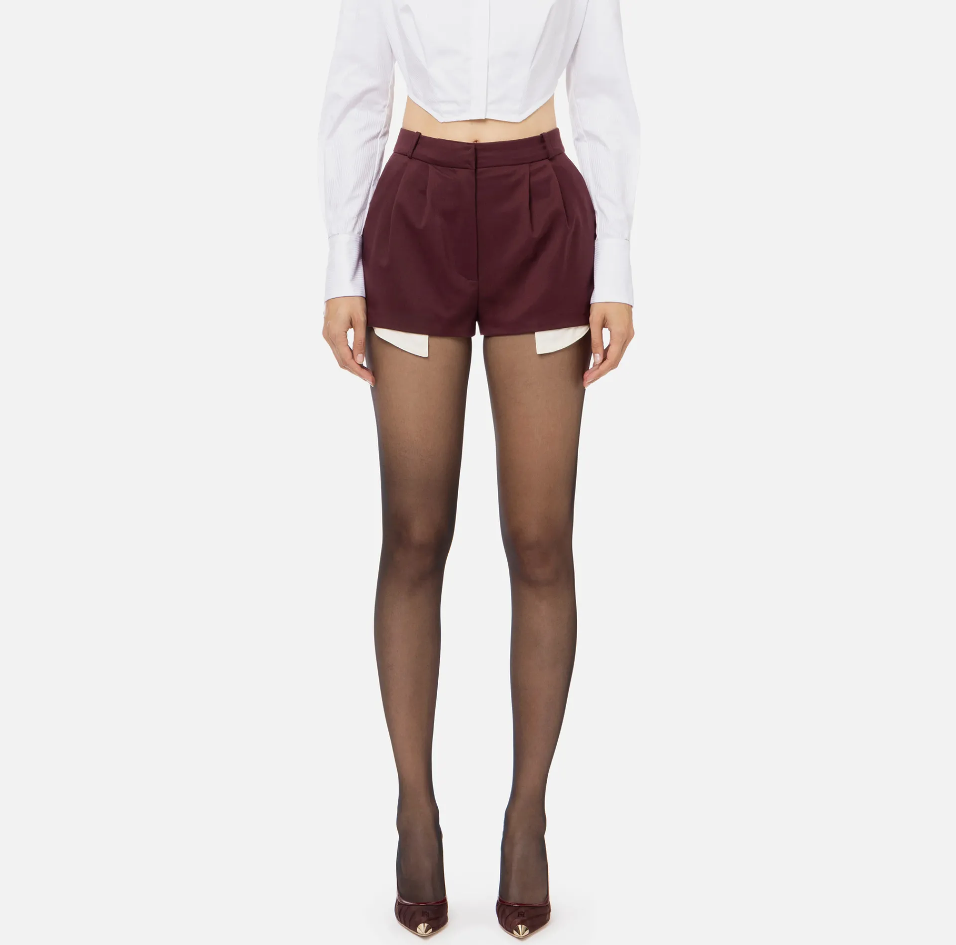 Elisabetta Franchi Trousers And Shorts|Cool wool shorts with visible pocket lining RougeNoir