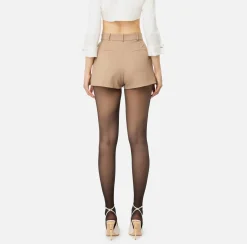 Elisabetta Franchi Trousers And Shorts|Cool wool shorts with visible pocket lining Camel