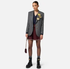 Elisabetta Franchi Jackets And Trench Coats|Cool wool single-breasted jacket with patch