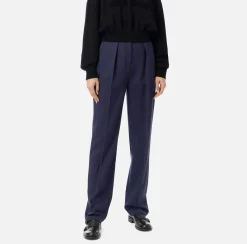 Elisabetta Franchi Trousers And Shorts|Tailleur|Cool wool trousers with darts Navy