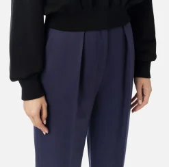 Elisabetta Franchi Trousers And Shorts|Tailleur|Cool wool trousers with darts Navy