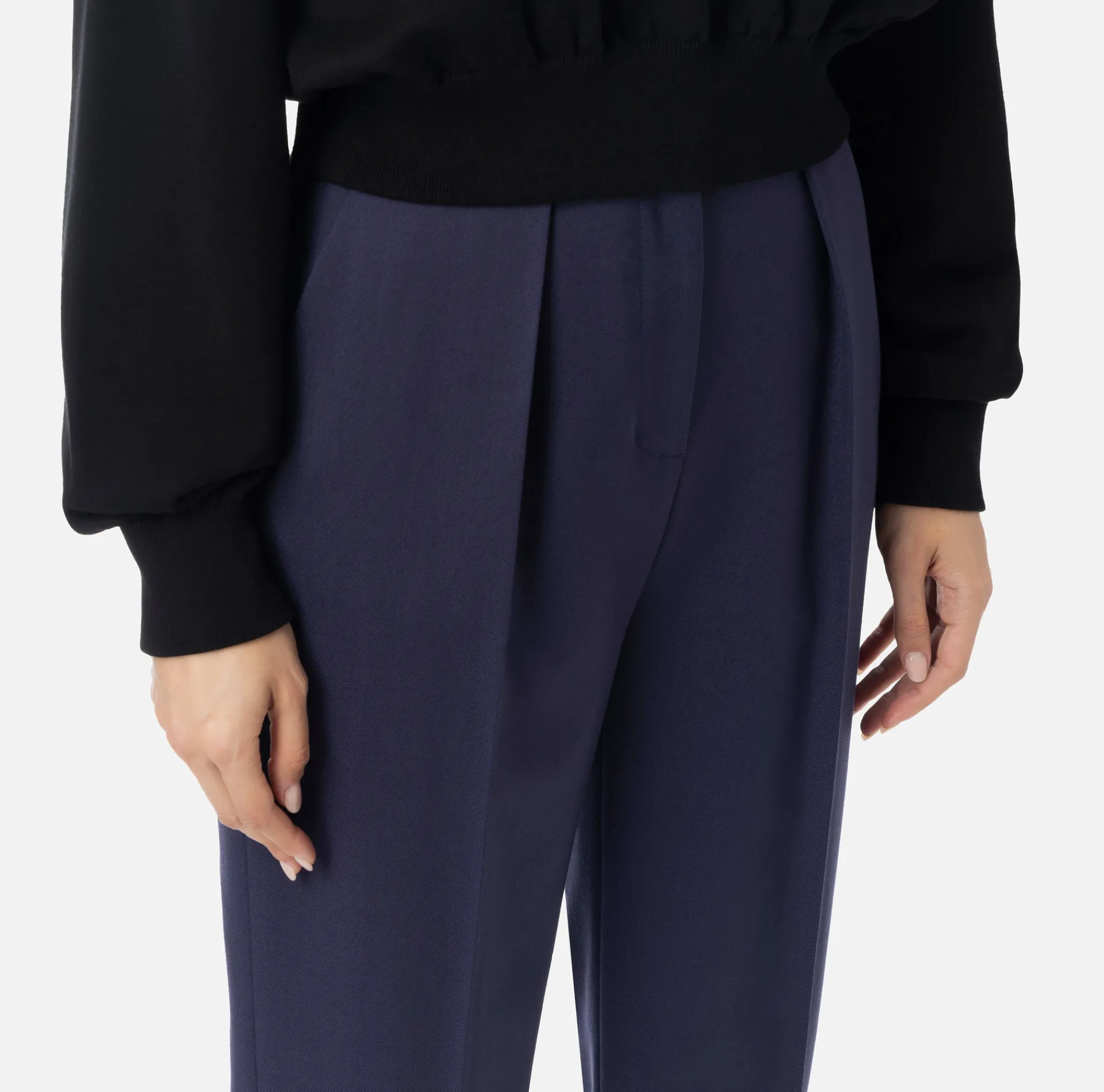 Elisabetta Franchi Trousers And Shorts|Tailleur|Cool wool trousers with darts Navy