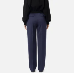 Elisabetta Franchi Trousers And Shorts|Tailleur|Cool wool trousers with darts Navy