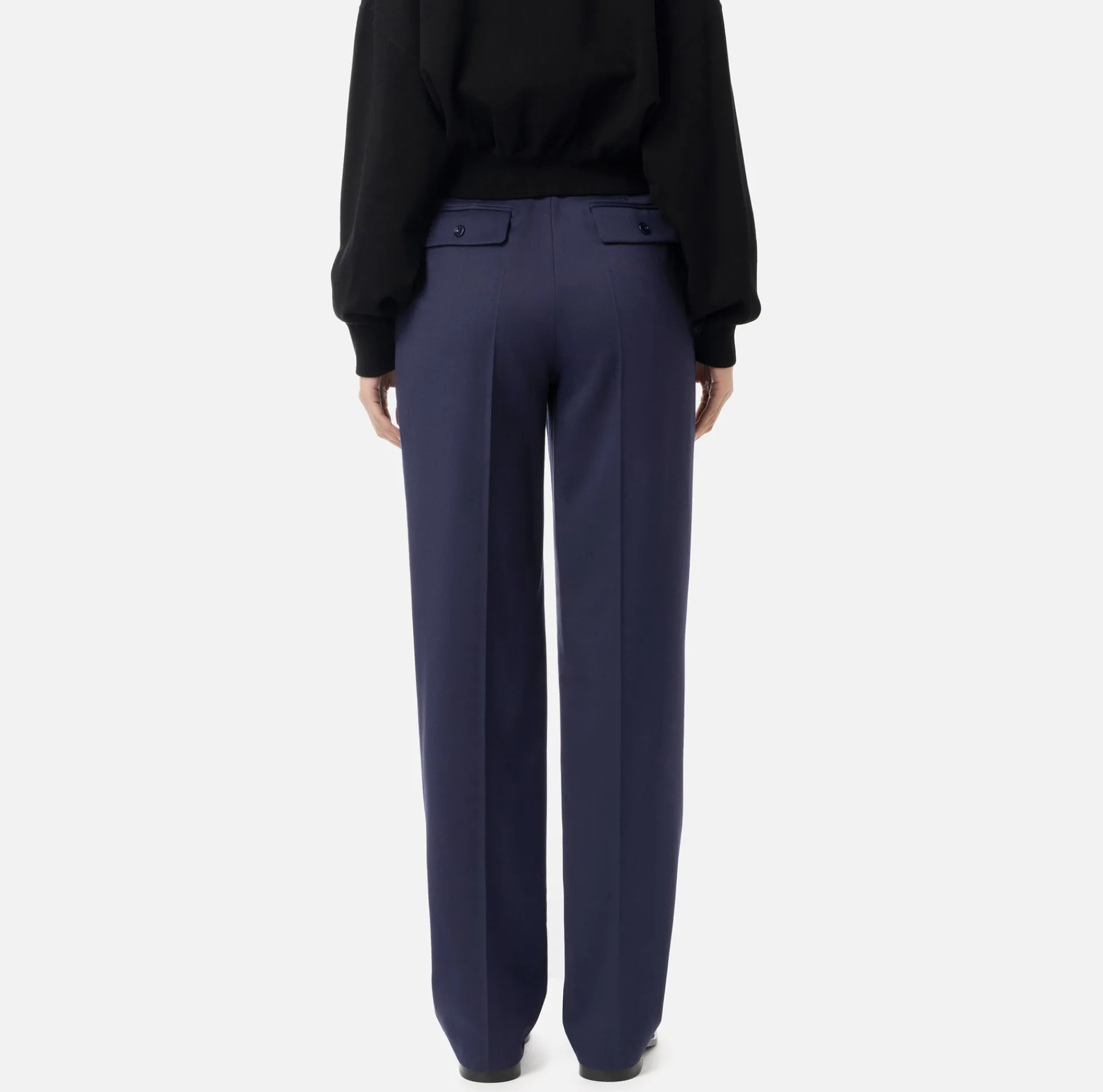 Elisabetta Franchi Trousers And Shorts|Tailleur|Cool wool trousers with darts Navy