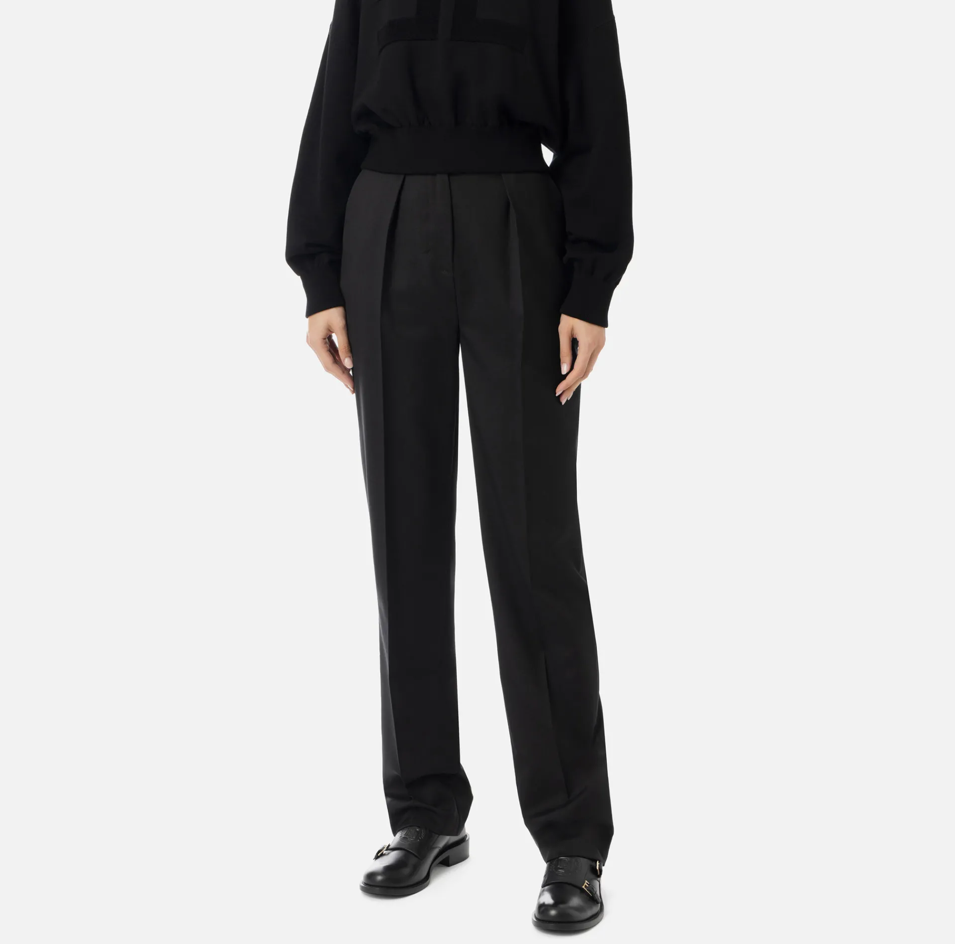 Elisabetta Franchi Trousers And Shorts|Tailleur|Cool wool trousers with darts Black