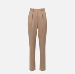 Elisabetta Franchi Trousers And Shorts|Tailleur|Cool wool trousers with darts Camel