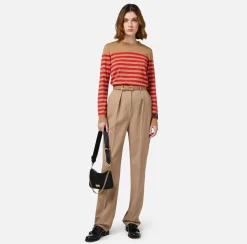 Elisabetta Franchi Trousers And Shorts|Tailleur|Cool wool trousers with darts Camel