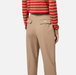 Elisabetta Franchi Trousers And Shorts|Tailleur|Cool wool trousers with darts Camel