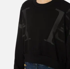 Elisabetta Franchi Knitwear And Sweatshirts|Cotton cropped sweatshirt with maxi logo Black