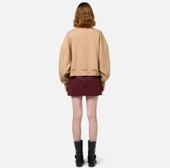 Elisabetta Franchi Knitwear And Sweatshirts|Cotton cropped sweatshirt with college logo Camel