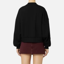 Elisabetta Franchi Knitwear And Sweatshirts|Cotton cropped sweatshirt with college logo Black