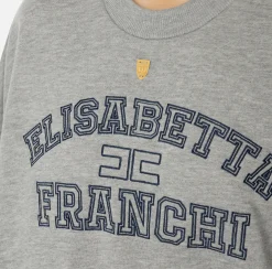 Elisabetta Franchi Knitwear And Sweatshirts|Cotton cropped sweatshirt with college logo HeatherGrey