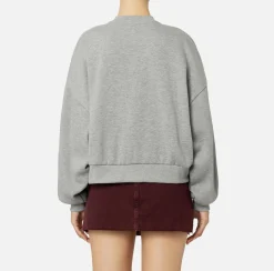 Elisabetta Franchi Knitwear And Sweatshirts|Cotton cropped sweatshirt with college logo HeatherGrey