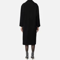 Elisabetta Franchi Coats And Jackets|Cotton double-breasted oversized coat Black
