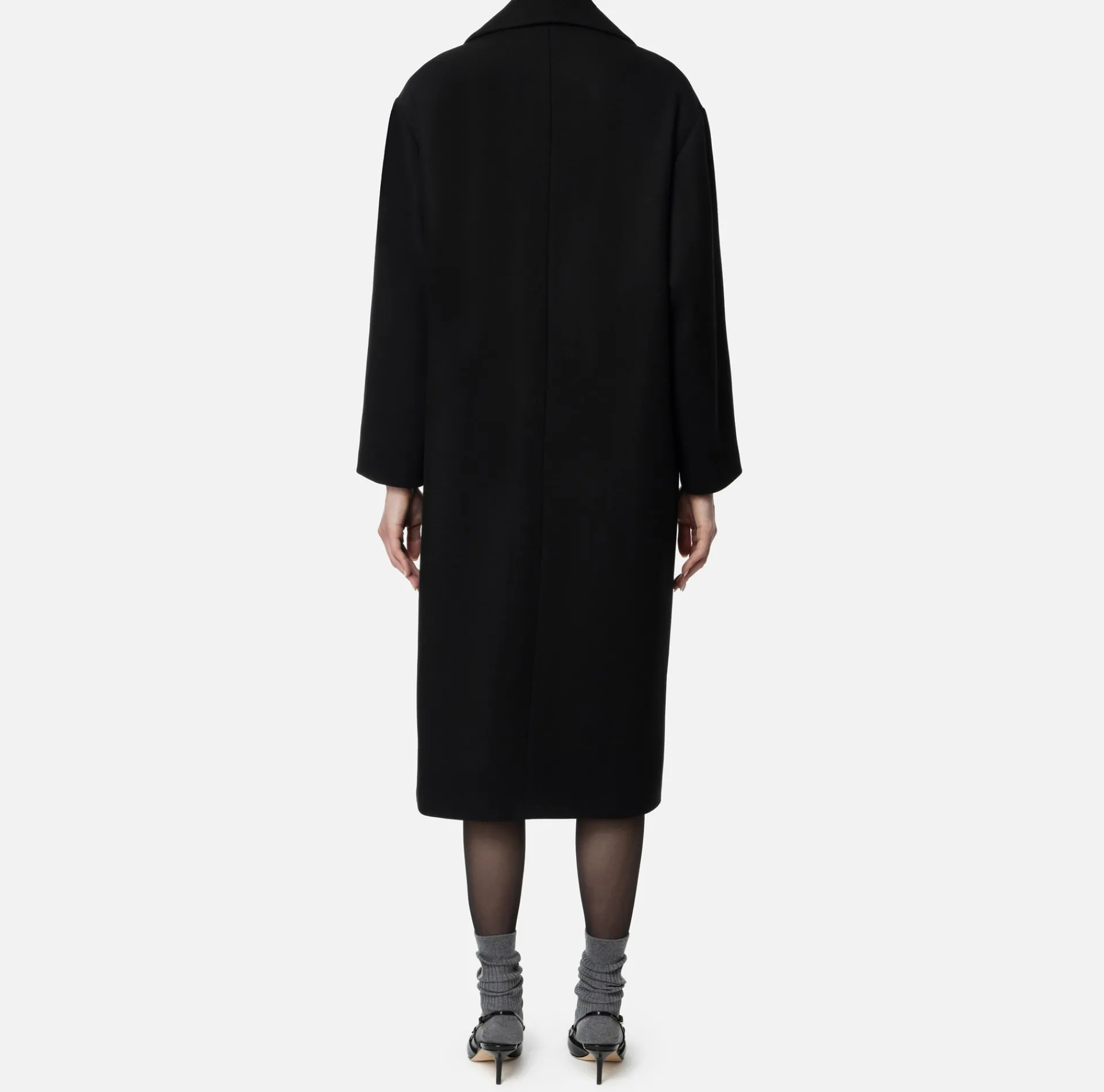 Elisabetta Franchi Coats And Jackets|Cotton double-breasted oversized coat Black