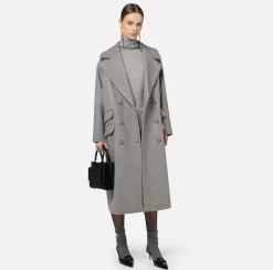 Elisabetta Franchi Coats And Jackets|Cotton double-breasted oversized coat Pearl