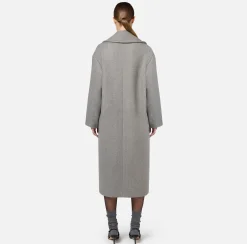 Elisabetta Franchi Coats And Jackets|Cotton double-breasted oversized coat Pearl