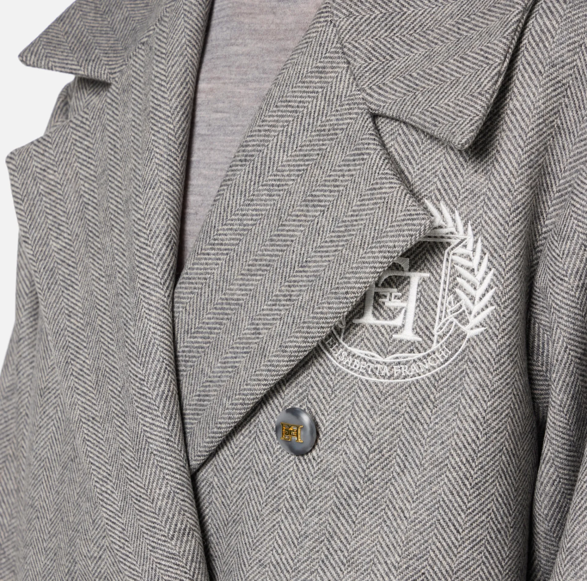 Elisabetta Franchi Coats And Jackets|Cotton double-breasted oversized coat with emblem