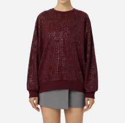 Elisabetta Franchi Knitwear And Sweatshirts|Cotton sweatshirt with lettering RougeNoir