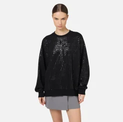 Elisabetta Franchi Knitwear And Sweatshirts|Cotton sweatshirt with lettering Black