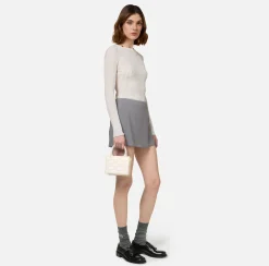 Elisabetta Franchi Knitwear And Sweatshirts|Crew neck shirt in narrow-ribbed lurex and viscose fabric Ivory