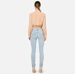 Elisabetta Franchi Shirts And Blouses|Cropped blouse in georgette fabric with foulard scarf neck