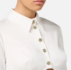 Elisabetta Franchi Shirts And Blouses|Cropped blouse in satin fabric with cup cut White