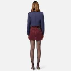Elisabetta Franchi Jackets And Trench Coats|Cropped double-breasted jacket in cool wool Navy