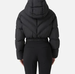 Elisabetta Franchi Coats And Jackets|Cropped down jacket in shiny nylon Black