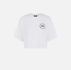Elisabetta Franchi Top And T-Shirts|Cropped jersey T-shirt with logo