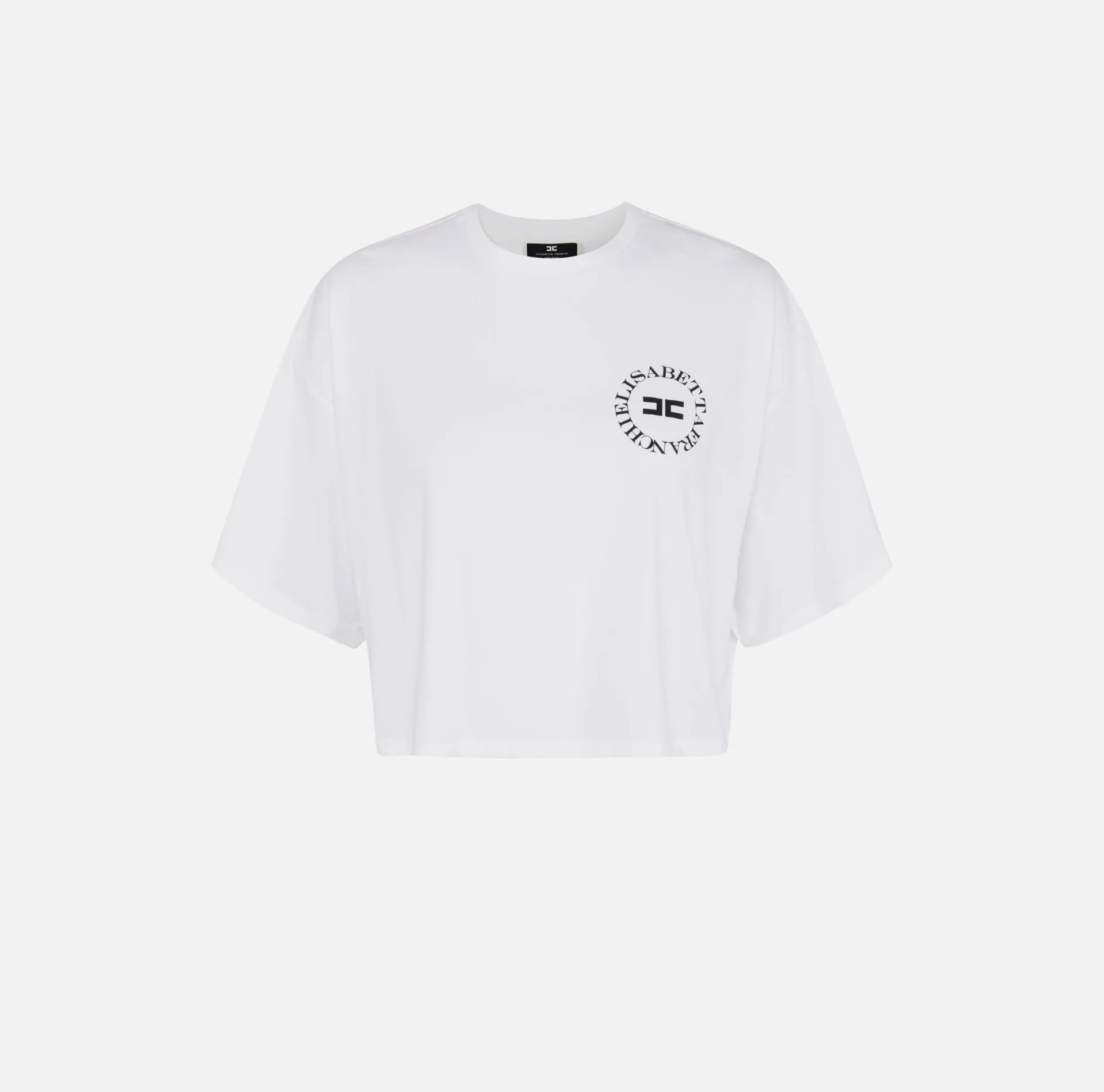 Elisabetta Franchi Top And T-Shirts|Cropped jersey T-shirt with logo